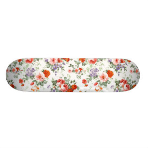 Skateboard Roses rouges vintages et fleurs