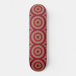 Skateboard Rosettes rouge or jaune Mandala