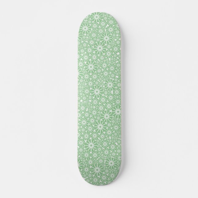 Skateboard Roue étoile Abstraite - Vert pâle sur blanc (Devant)