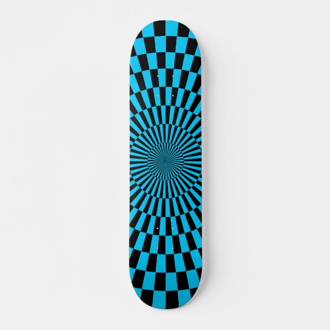 Skateboard Roue Op Art - Ciel bleu et noir (Devant)