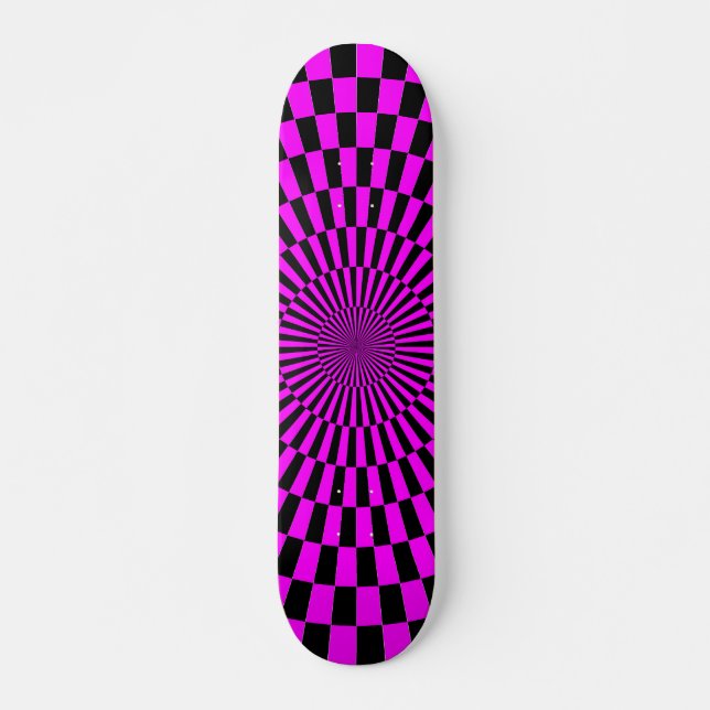 Skateboard Roue Op Art - Magenta et Noir (Devant)