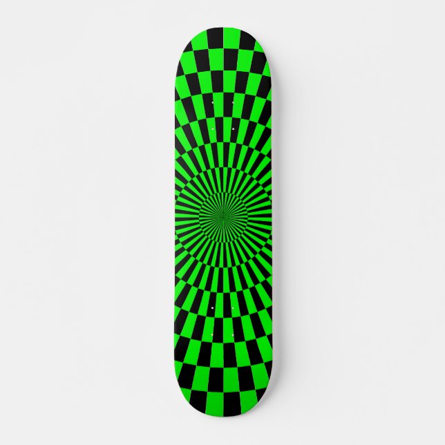 Skateboard Roue Op Art - Vert et Noir (Devant)