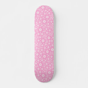 Skateboard Roue Stellaire Abstrait - Rose sur Blanc