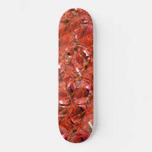 Skateboard rouge clair Abstrait avec taches et style tordu