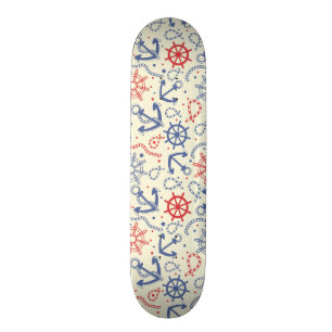 Skateboard Rouge et arrière - plan de marine avec l'ancre