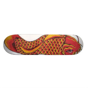 Skateboard Rouge et or Koi