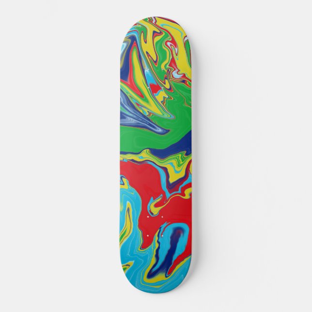 Skateboard Rouge jaune bleu vert moderne Turquoise Abstrait (Recto)
