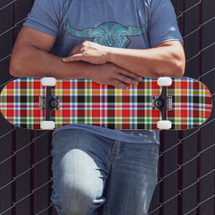 Skateboard Rouge Noir Multicolore Flannel Plaid Tartan Design