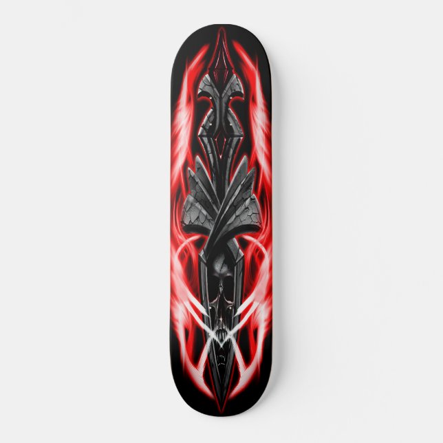 Skateboard Rouge ornement crânien (Recto)