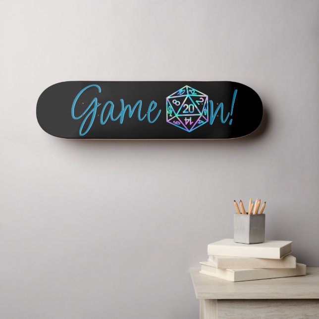 Skateboard RPG Game On | Holo Retro PnP Tabletop Gamer Dice (Art mural (Horz))