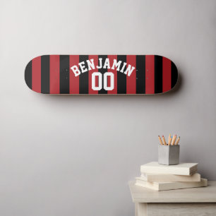 Skateboard Rugby noir et rouge Jersey Stripes Nom Numéro