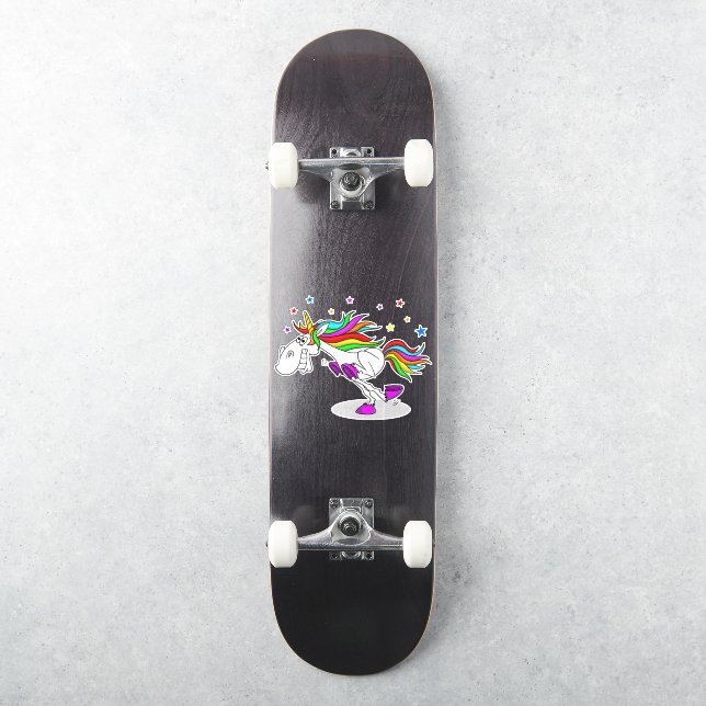 Skateboard RUNNING Regenbogen Einhornaufkleber Aufkleber (Skateboard)