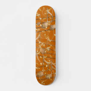 Skateboard Rust orange musique artistique notes skboard deck