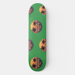 Skateboard Rythmes Rétro Coucher de Soleil Uniquement Palmier