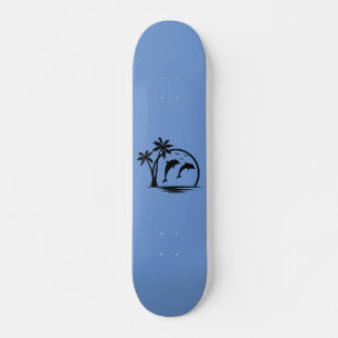 Skateboard Sable Dauphin Jumping Palm Tree Océan