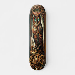 Skateboard "Sagesse mécanique : Chouette à vapeur victorienne
