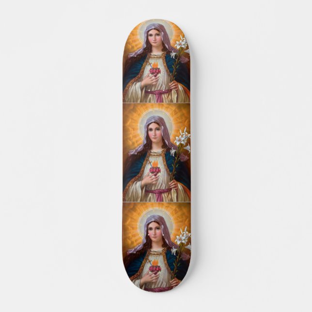 Skateboard Sainte-mère Marie Coeur immaculé, foi catholique, (Devant)