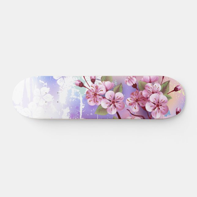 Skateboard Sakura rose sur la peinture Arrière - plan (Horz)