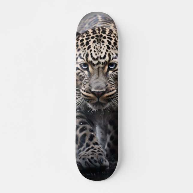  Skateboard Salvaje leopardo con mirada intensa (Devant)