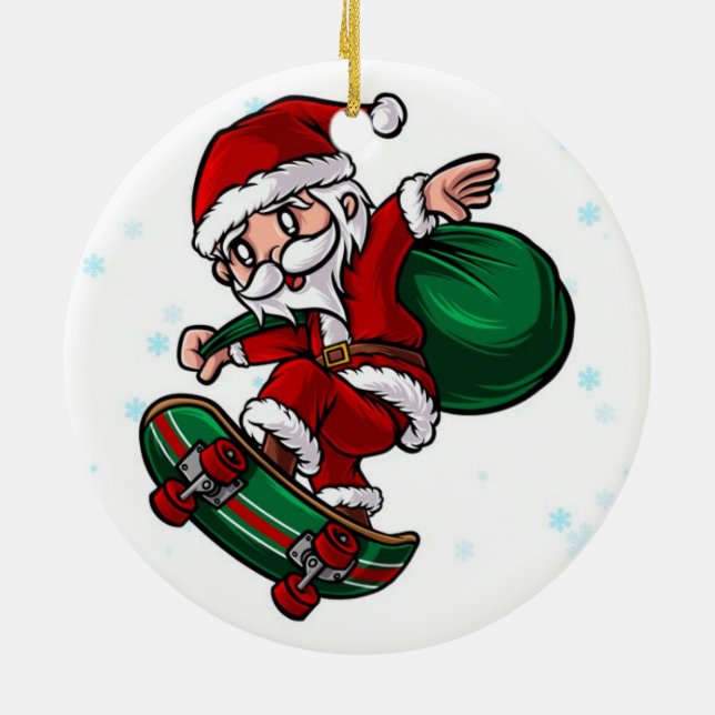 Skateboard Santa Claus Keramik Ornament (Hinten)