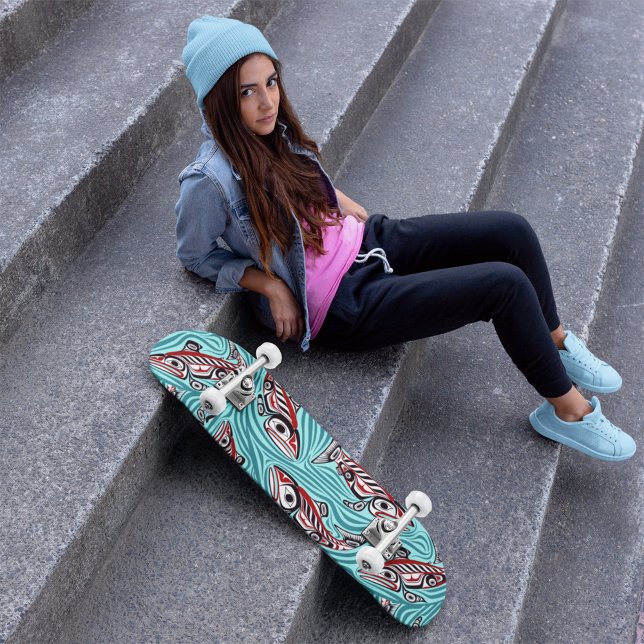 Skateboard Saumon Haida Art Spirit Pacific Northwest Native (Créateur téléchargé)