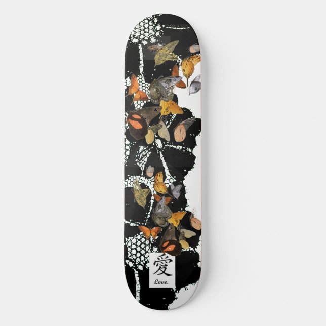 SKATEBOARD SCHWARZE FLÄCHE UND SCHALTFLÄCHE KANJI  (Vorderseite)