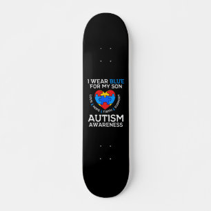 Skateboard sensibilisation sur l'autisme Je Porte Du Bleu Pou
