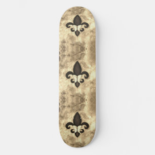 Skateboard Sepia Butterfleur   Tan Butterfly on Fleur de Lis
