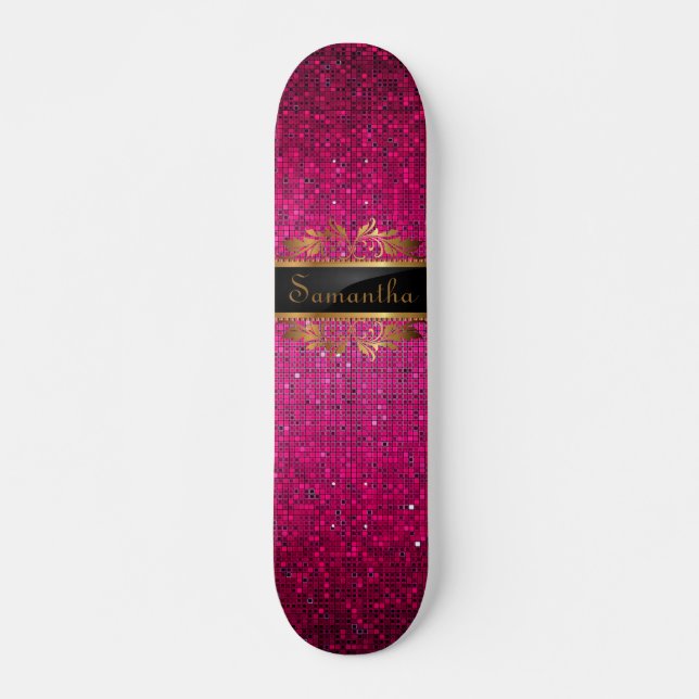 Skateboard Séquin Parties scintillant rose Disco Glitz Mini S (Devant)