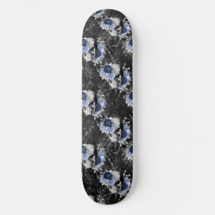 Skateboard Série crâne floral bleu Design 1