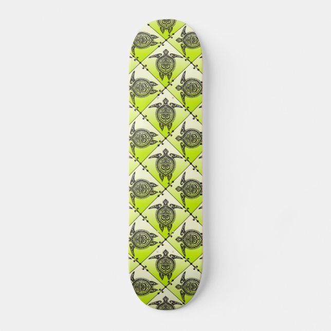 Skateboard Shamanic Tortues de mer Motif - vert (Recto)