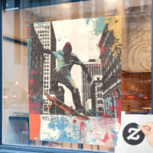 Skateboard Shop Wandkunst Reiten Auf Einer Schiene