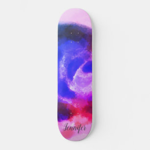 Skateboard Signature personnalisée aquarelle florale rose vio