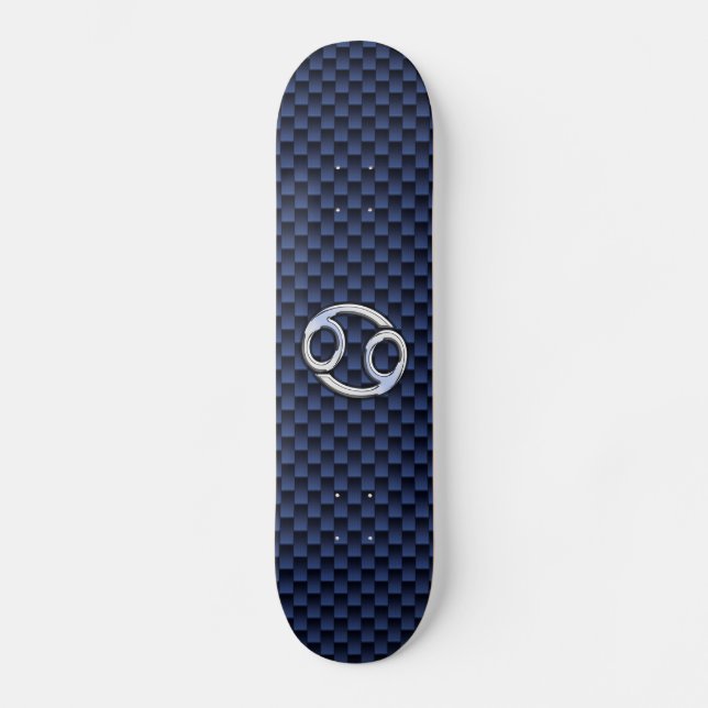 Skateboard Signe du Cancer argent sur impression de fibre de  (Recto)