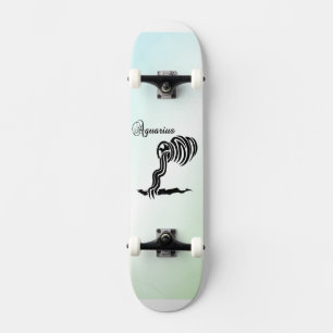 Skateboard Signe du zodiaque Verseau et symbole bleu vert