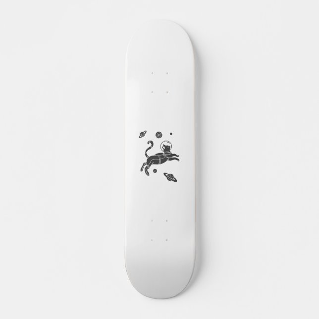 Skateboard Silhouette Chat dans l'espace - Choisir la couleur (Devant)