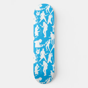 Skateboard Silhouette de bande de rock Motif.w Lblue BG
