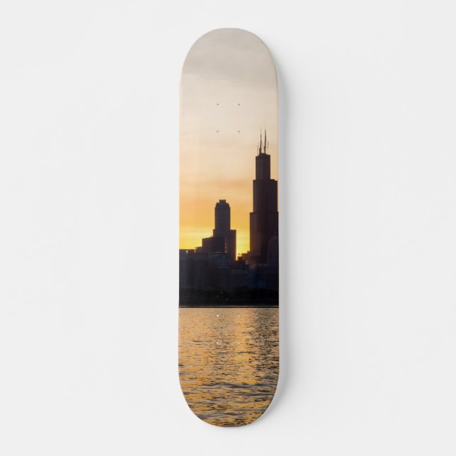 Skateboard Silhouette de coucher du soleil de tour de Willis (Devant)