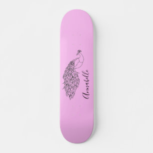 Skateboard Silhouette de paon nom personnalisé