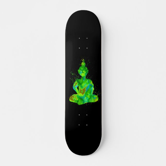Skateboard Silhouette du Bouddha Vert (Devant)