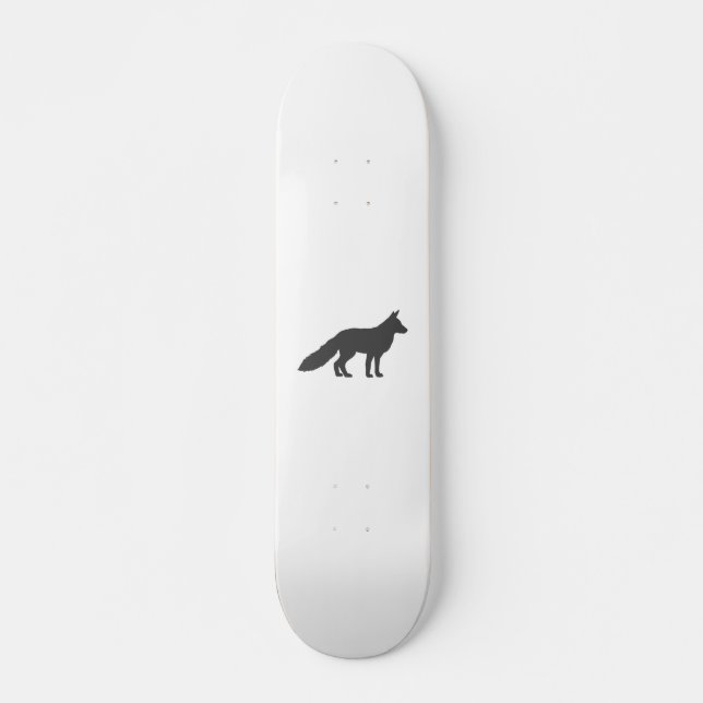 Skateboard Silhouette noire d'un renard moelleux (Devant)