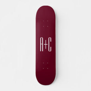 Skateboard Simple Couples   White & Burgundy