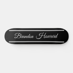 Skateboard Simple Elegant Noir Blanc Nom Personnalisé