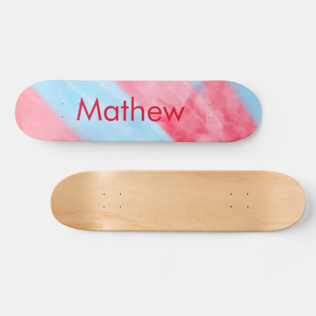 Skateboard simple initial letter mongram add your name red b (Horz)