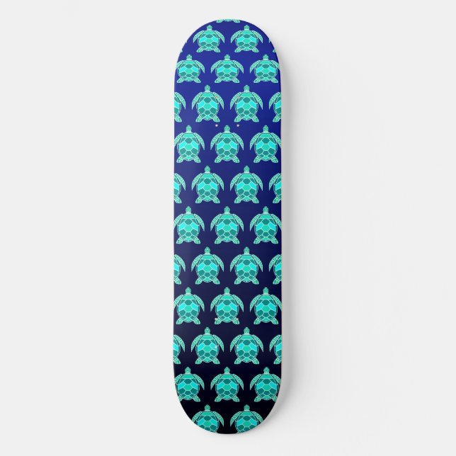 Skateboard Simple jolie bleu vert turquoise turquoise tortue (Recto)