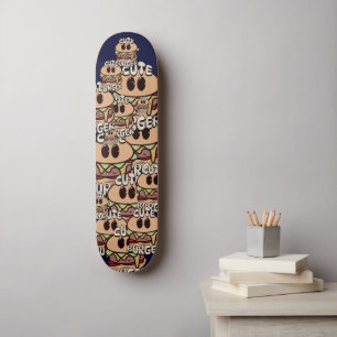 Skateboard simple nourriture mignon gang de hamburgers