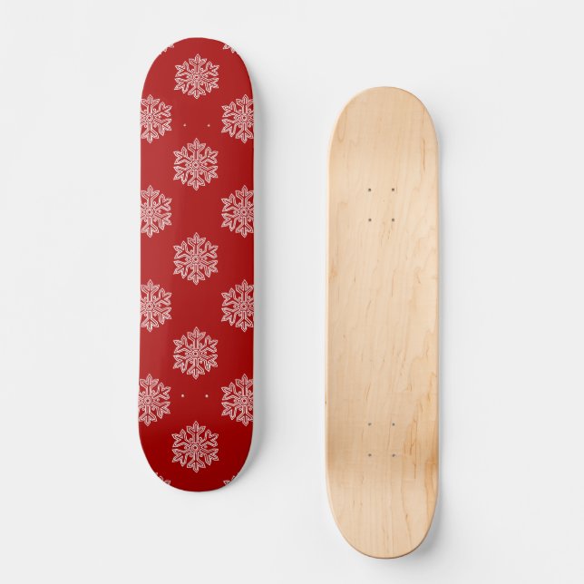 Skateboard Simply Christmas Collection Red & White Snowflake (Recto)