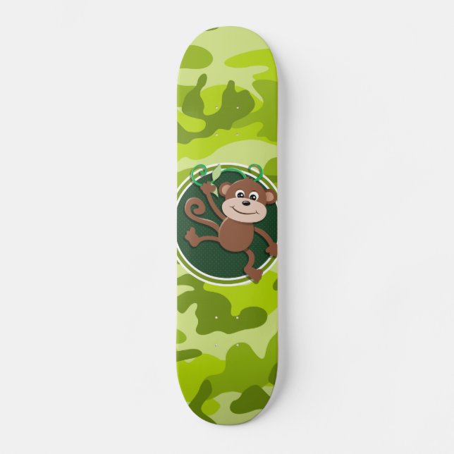 Skateboard Singe ; camo vert vif, camouflage (Recto)