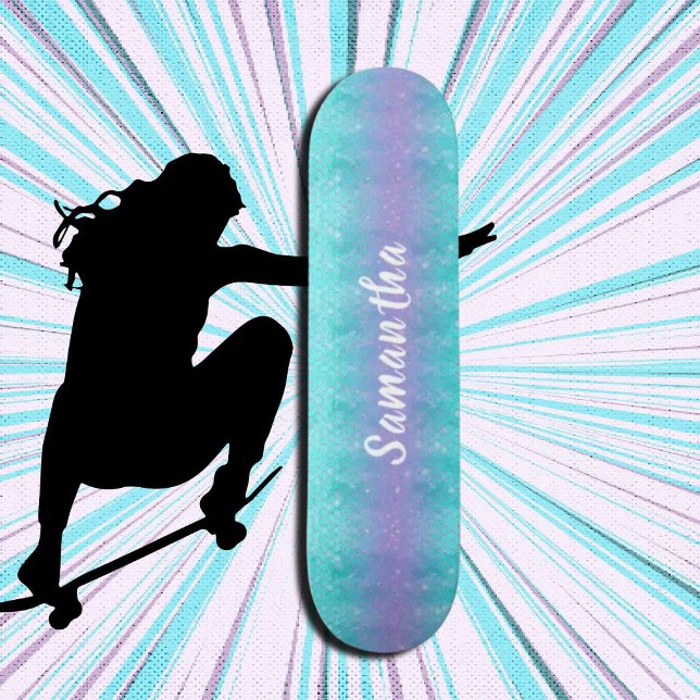 Skateboard Sirène de Parties scintillant personnalisée (Girl Power, Original and best online Zazzle skateboard shop- Urban Warrior)