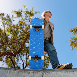Skateboard Skate Motif Blue Smile